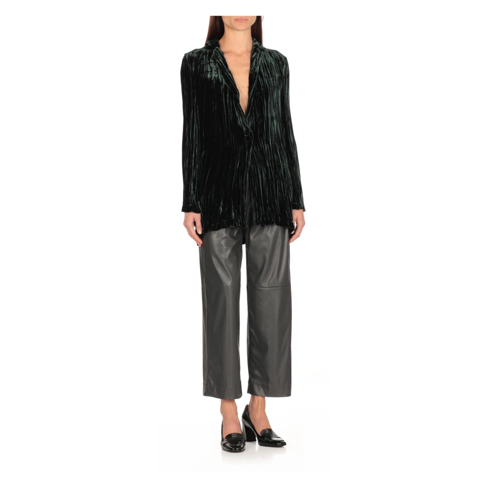 Antonelli Firenze Groen Fluweel Blazer met Reverskraag Green Dames
