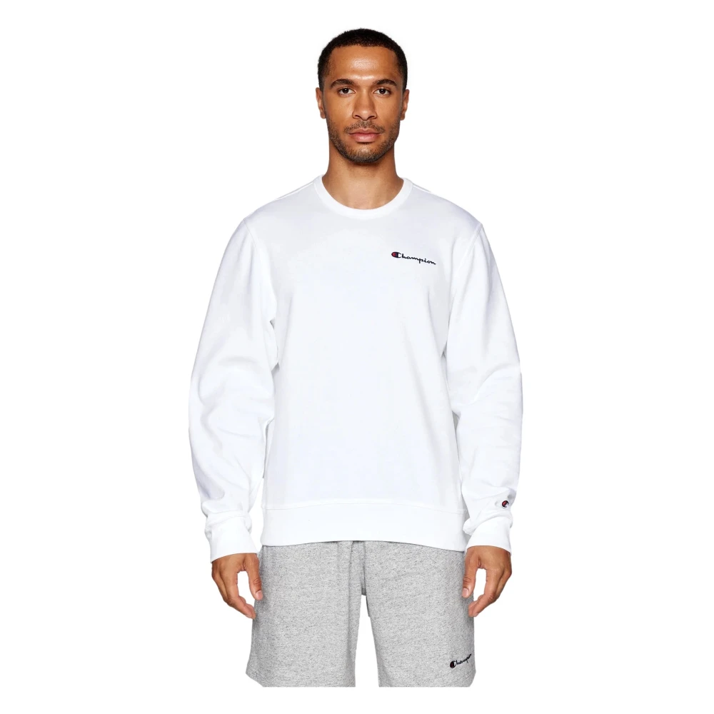 Champion Wit Geborduurd Logo Crewneck Sweatshirt White Heren