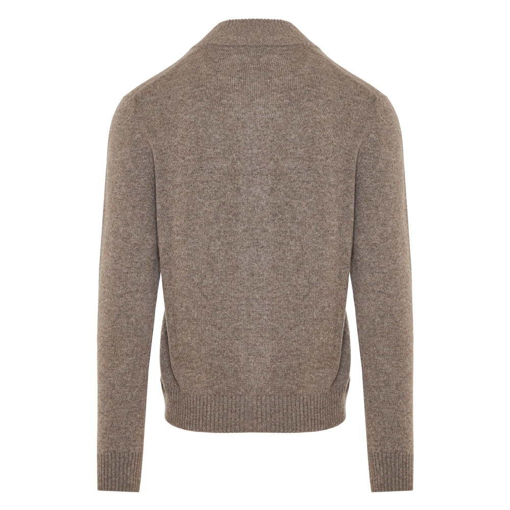 Gran Sasso Luxe Cashmere Cardigan Volledige Rits Italië Beige Heren
