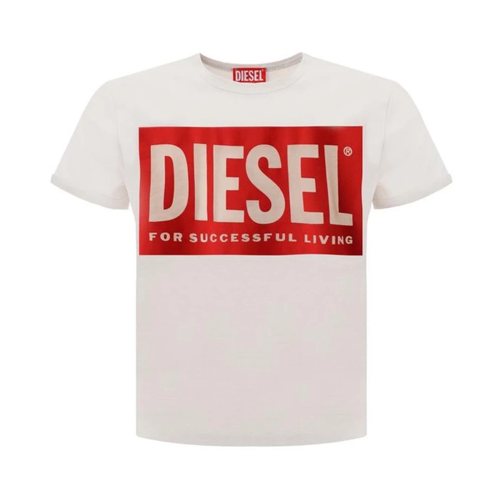 Diesel Monochrome Patroon Katoenen T-Shirt White Dames