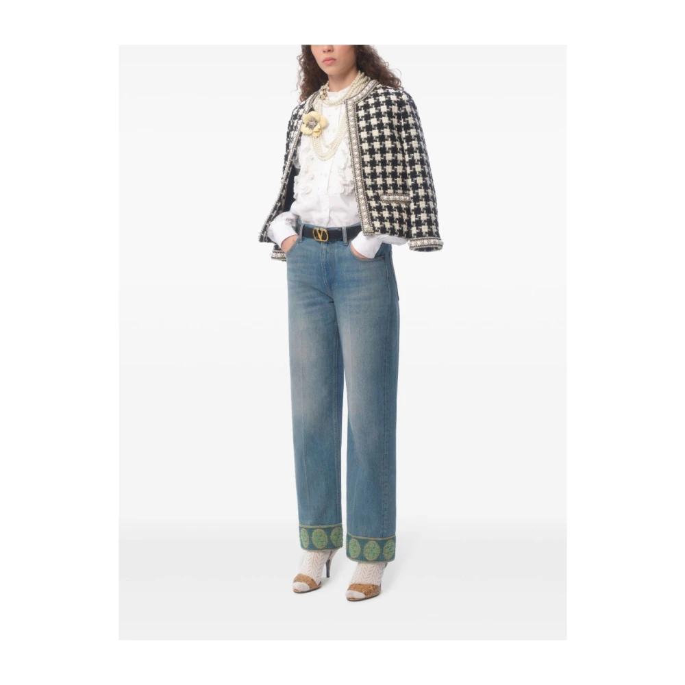 Valentino Blauwe Denim Jeans met Omgeslagen Manchetten Blue Dames