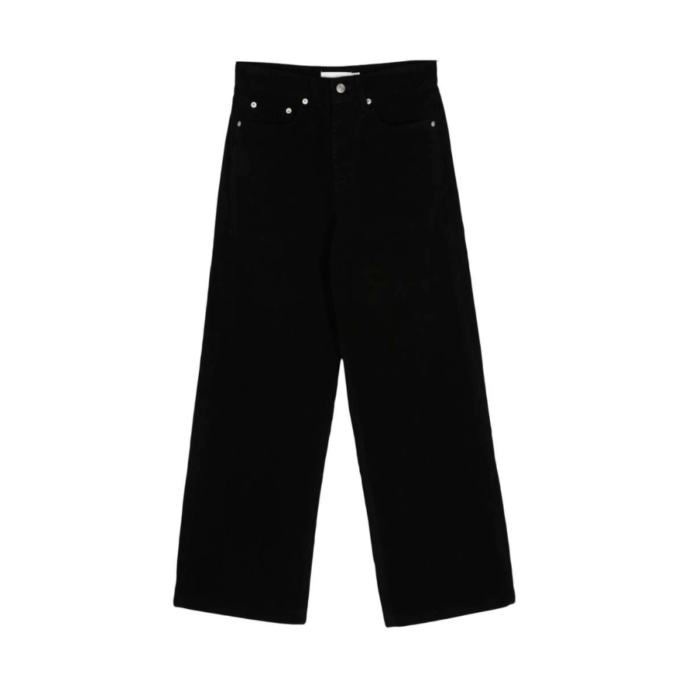 LOW Classic Zwarte Corduroy Straight Leg Broek Black Dames