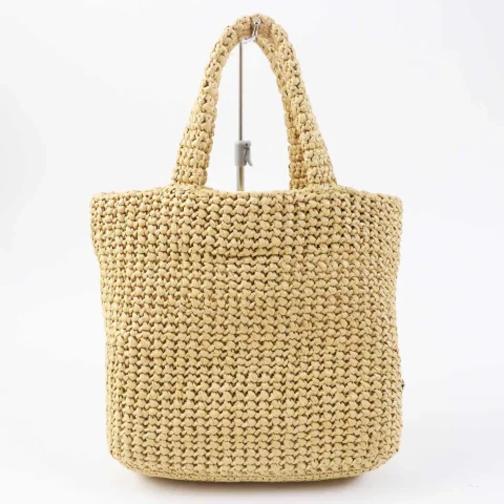 Prada Vintage Pre-owned Raffia prada-bags Beige Dames