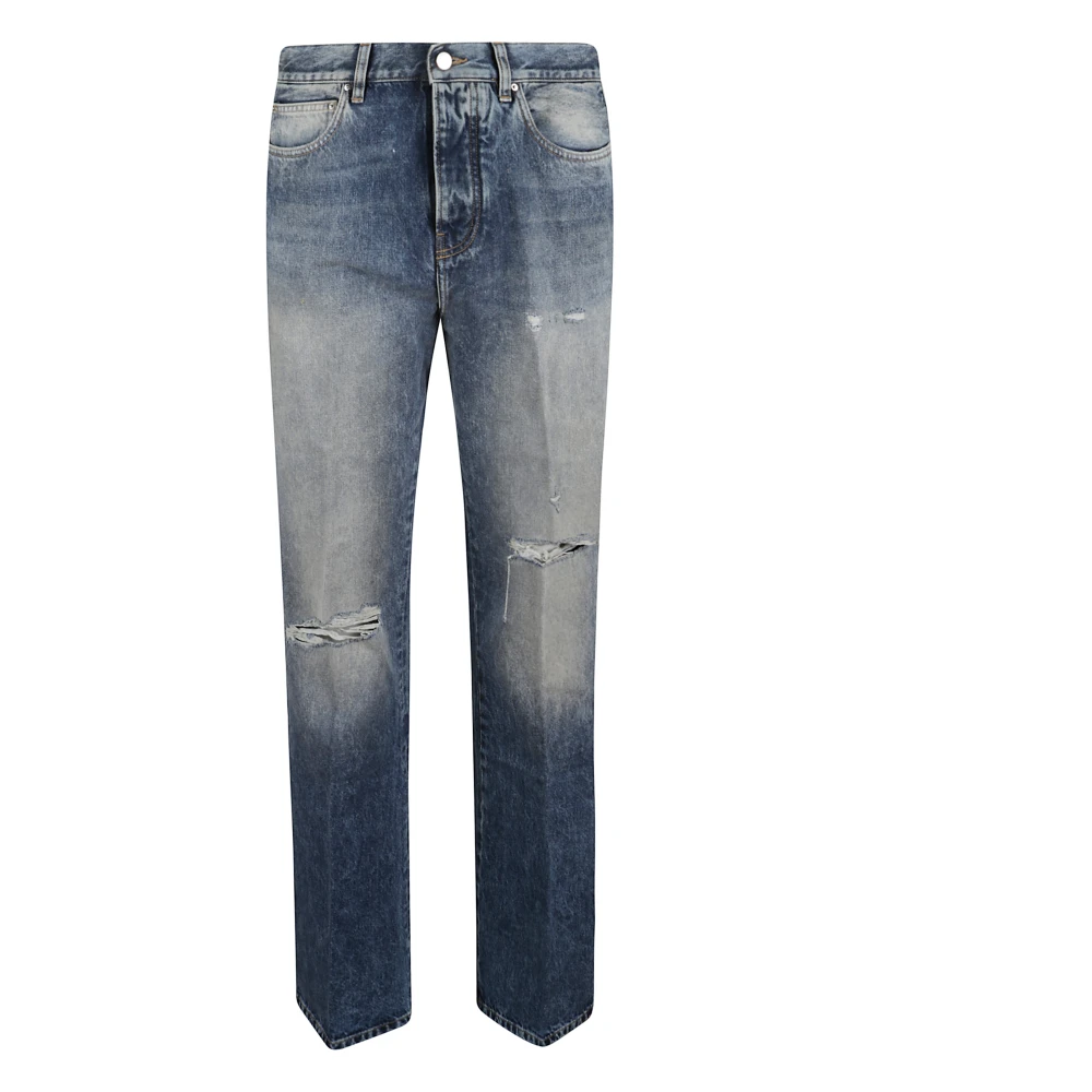 Amiri Blue Straight Fit Jeans, Male, W33, Slashed Boot Cut Jean