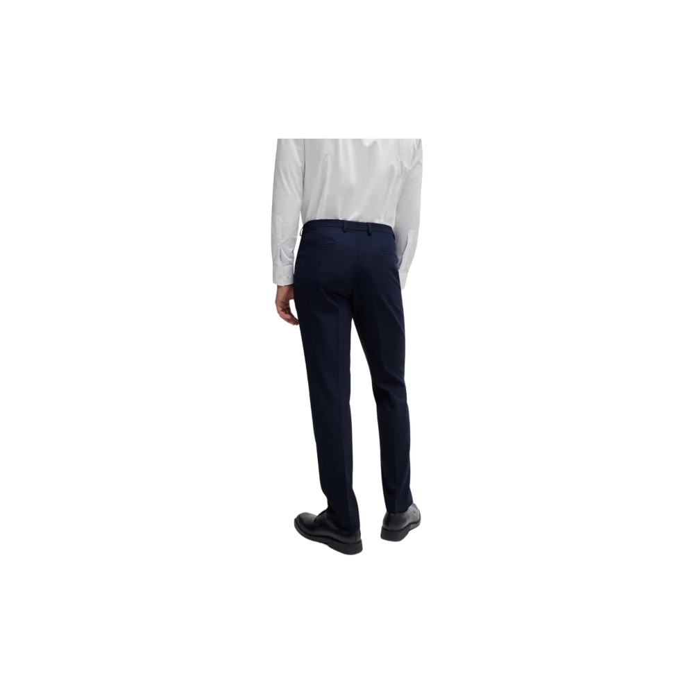 Hugo Boss Blauw Wolmix Extra-Slim-Fit Pak Blue Heren