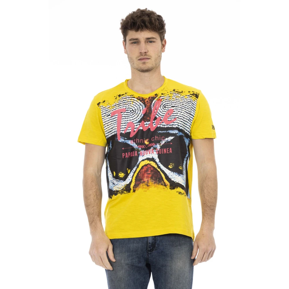 Trussardi Men's Yellow Casual Short Sleeve Round Neck T-Shirt - T-Shirts - S- Tops