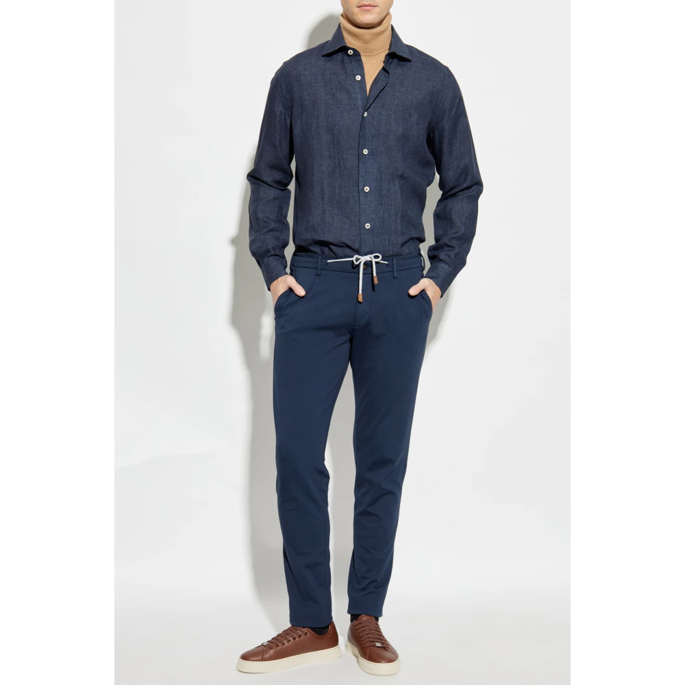 Eleventy Linnen overhemd Blue Heren