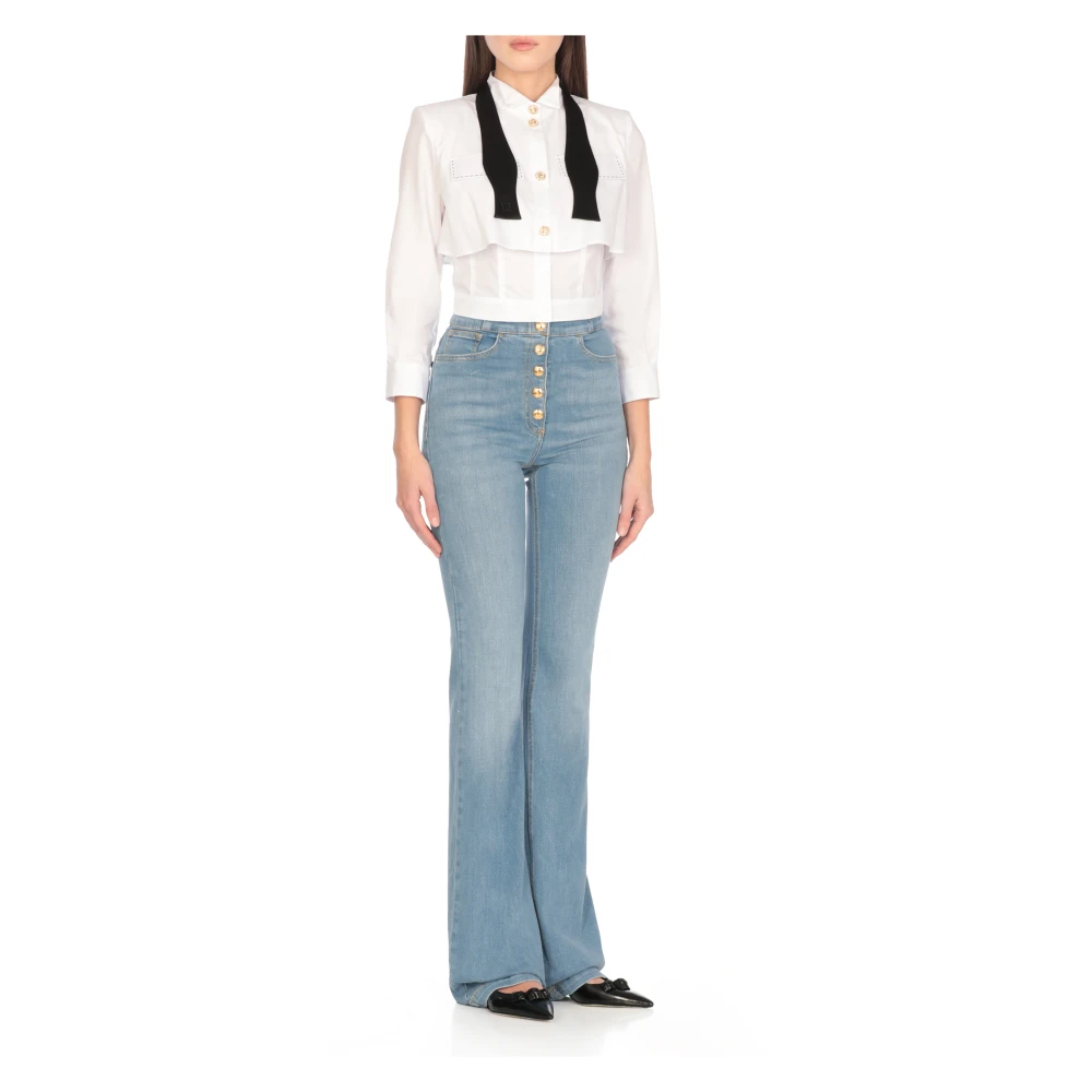 Elisabetta Franchi Witte Overhemd met Kraag en Strik White Dames