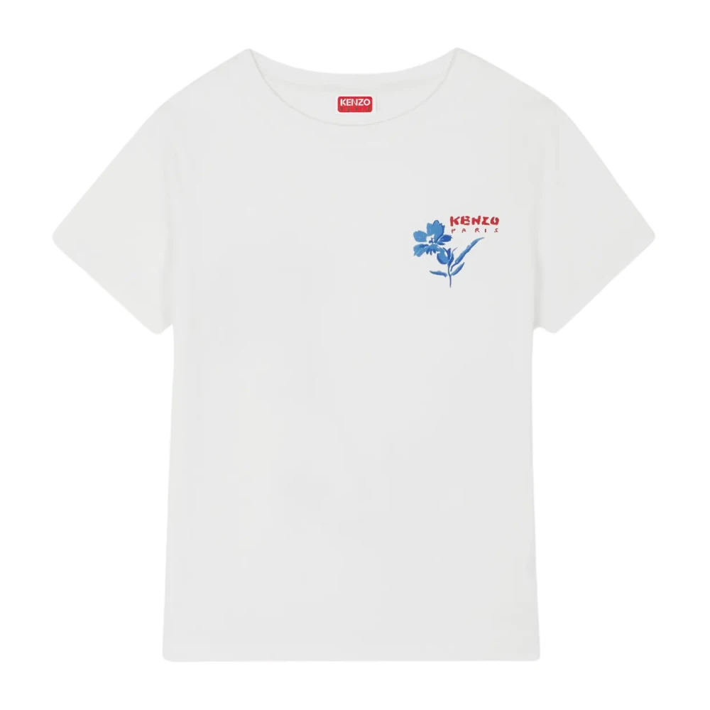 Kenzo Getekende Bloemen T-shirt White Dames