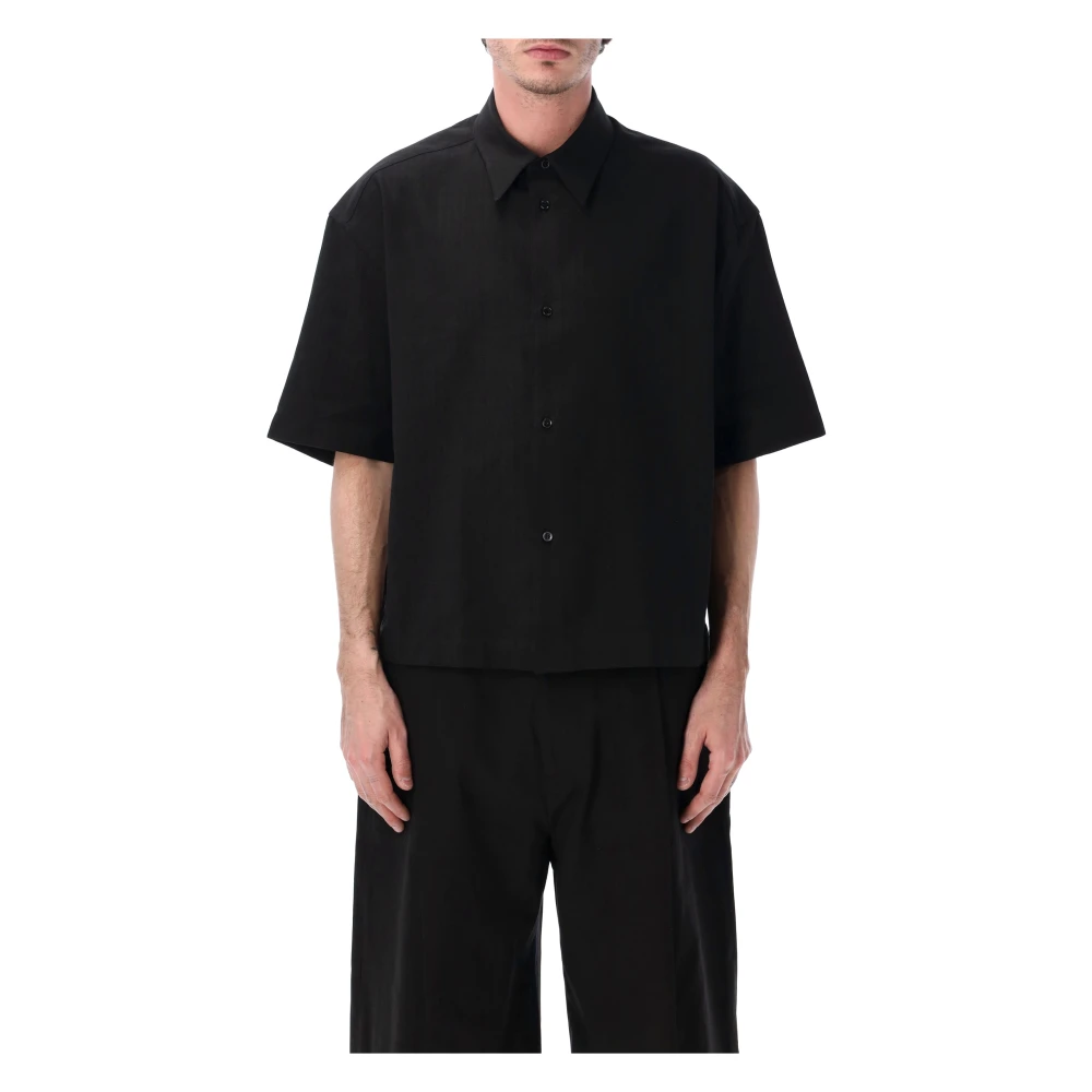 Studio Nicholson Black Short Sleeve Shirts, Male, M, Sanko Short Sleeve Shirt
