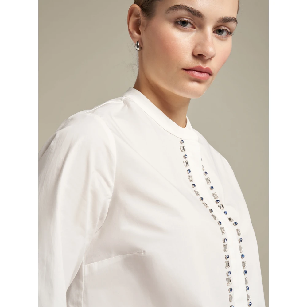 Elena Mirò Geborduurd katoenen stretchshirt White Dames