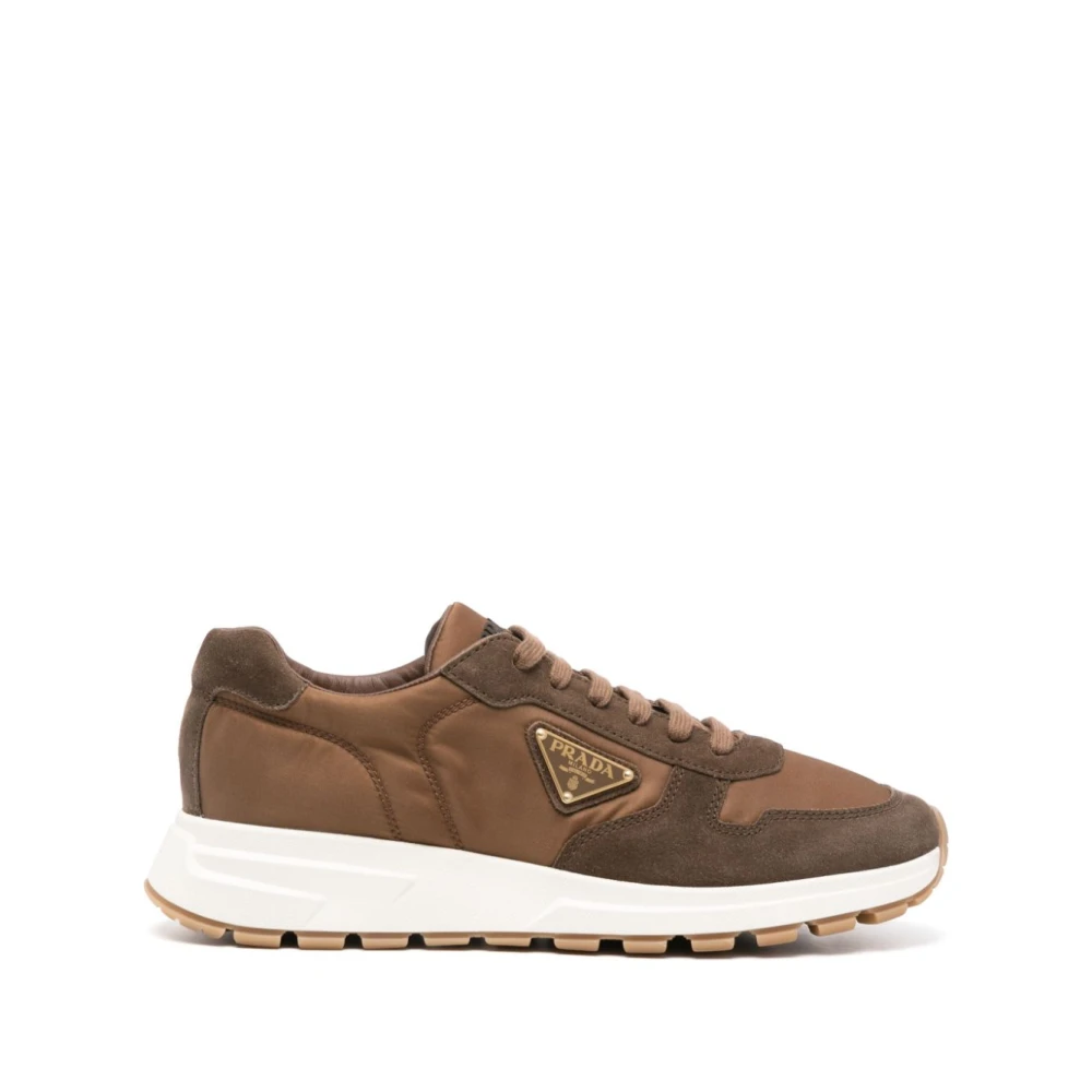 Prada Bruna Sneakers med Mockapanel Brown, Herr