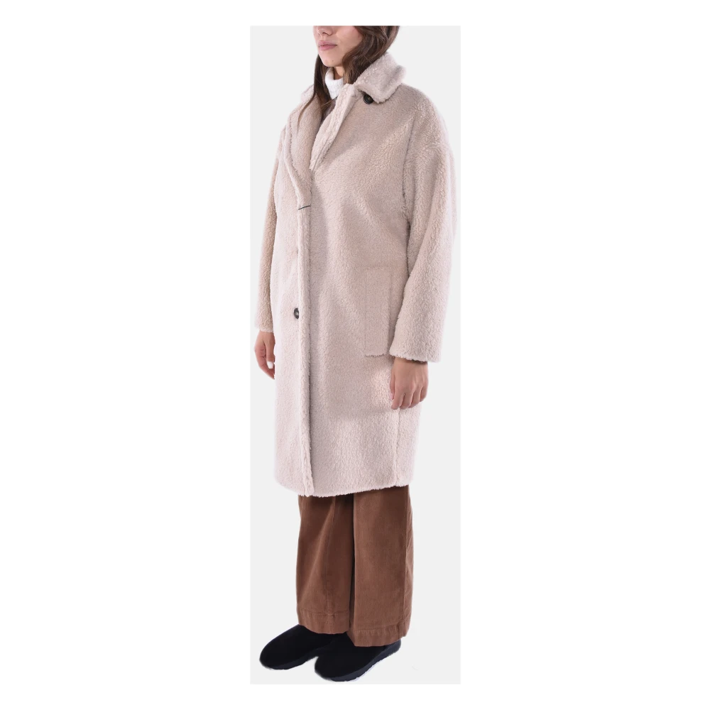 Max Mara Weekend Teddy Zalm Jas Klassieke Kraag Brown Dames