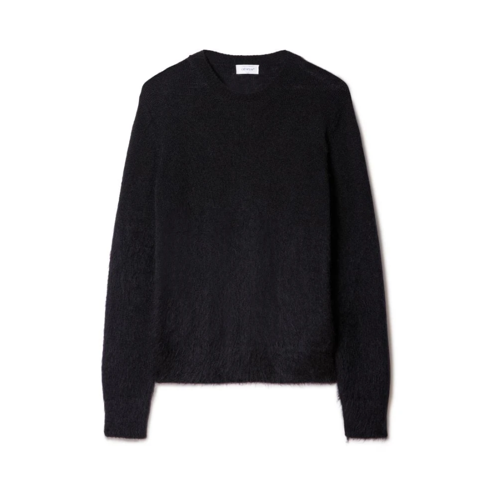 Off White Svart Mohair Pilknit Tröja Black, Herr