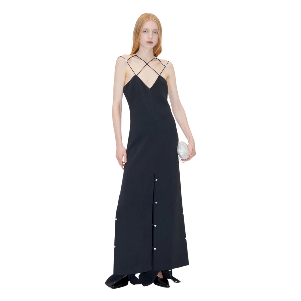 Stine Goya Black Elegant Crepe Dress With Criss-Cross Straps - Female - Maxi Dresses - Xs - Dresses