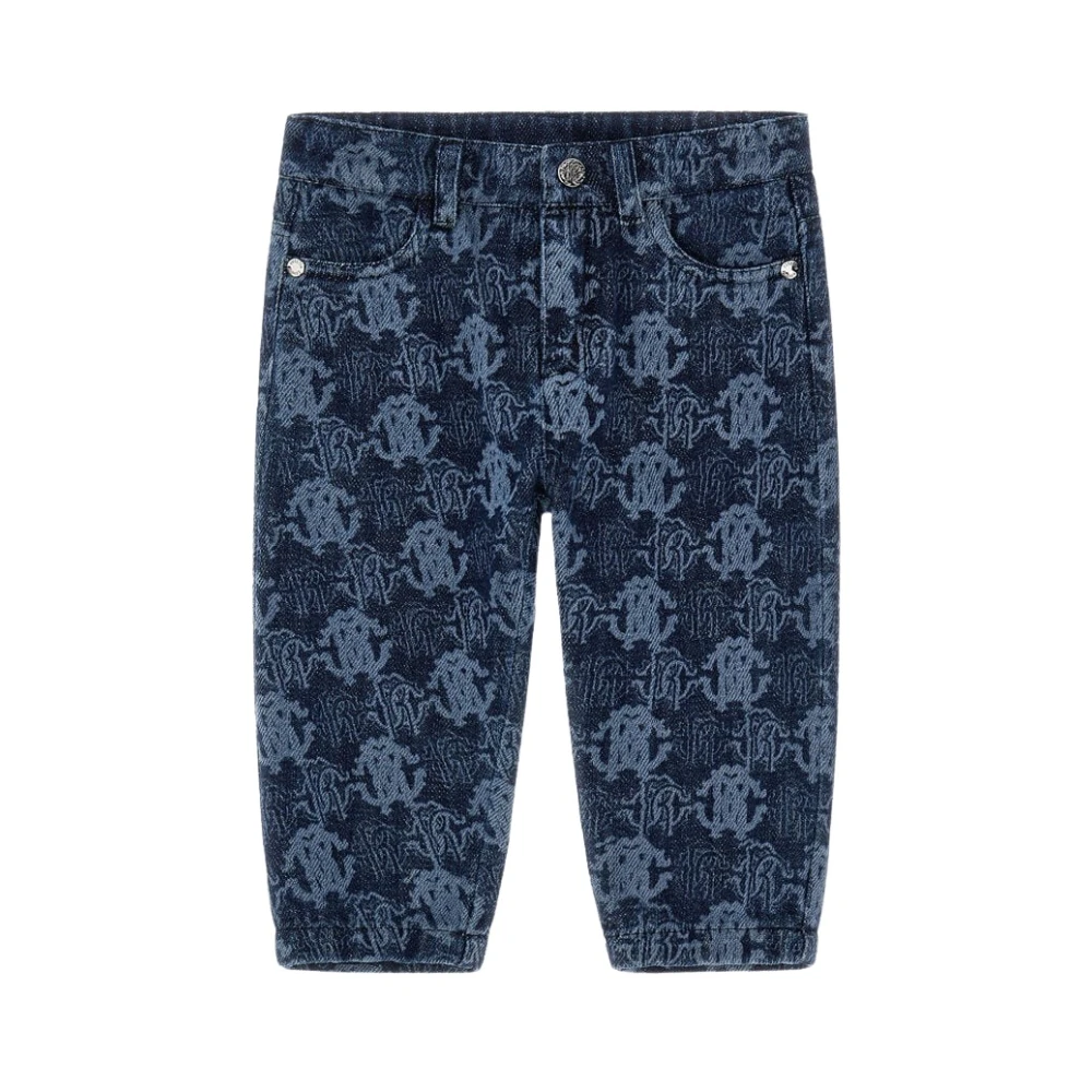 Roberto Cavalli Blue Jeans, Male, 3 Y, Rc Logo Denim Trousers