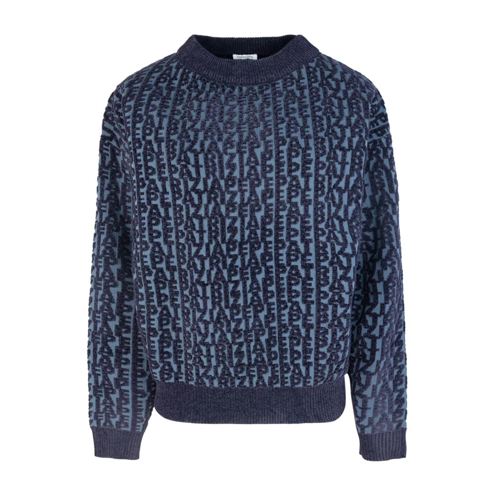 PATRIZIA PEPE Chic Monogram Sweater Grey Blue Dames