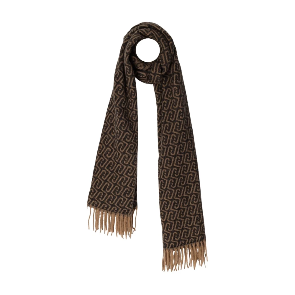Liu Jo, Accessoires , Dames, Bruin, ONE Size, Logo Sjaal
