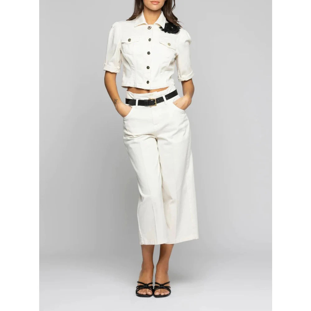 Kocca Elegante Capri Broek in Milk Cream Beige Dames