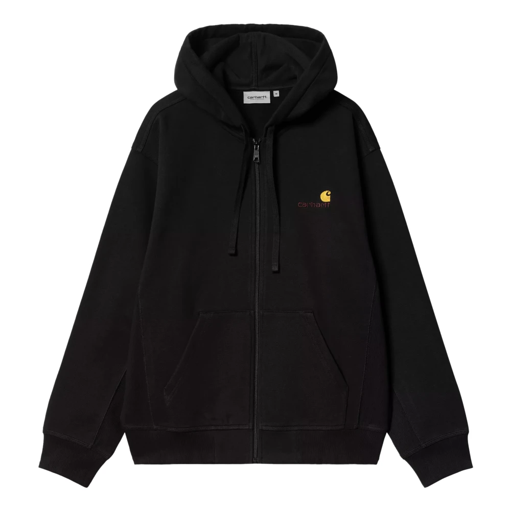 Carhartt Wip Men's Black Zip-Throughs, M, Hooded American Script Jacket