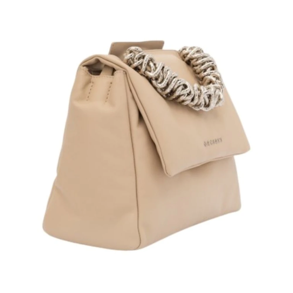 Orciani Schoudertas met puffer effect en metalen handvat Beige Dames