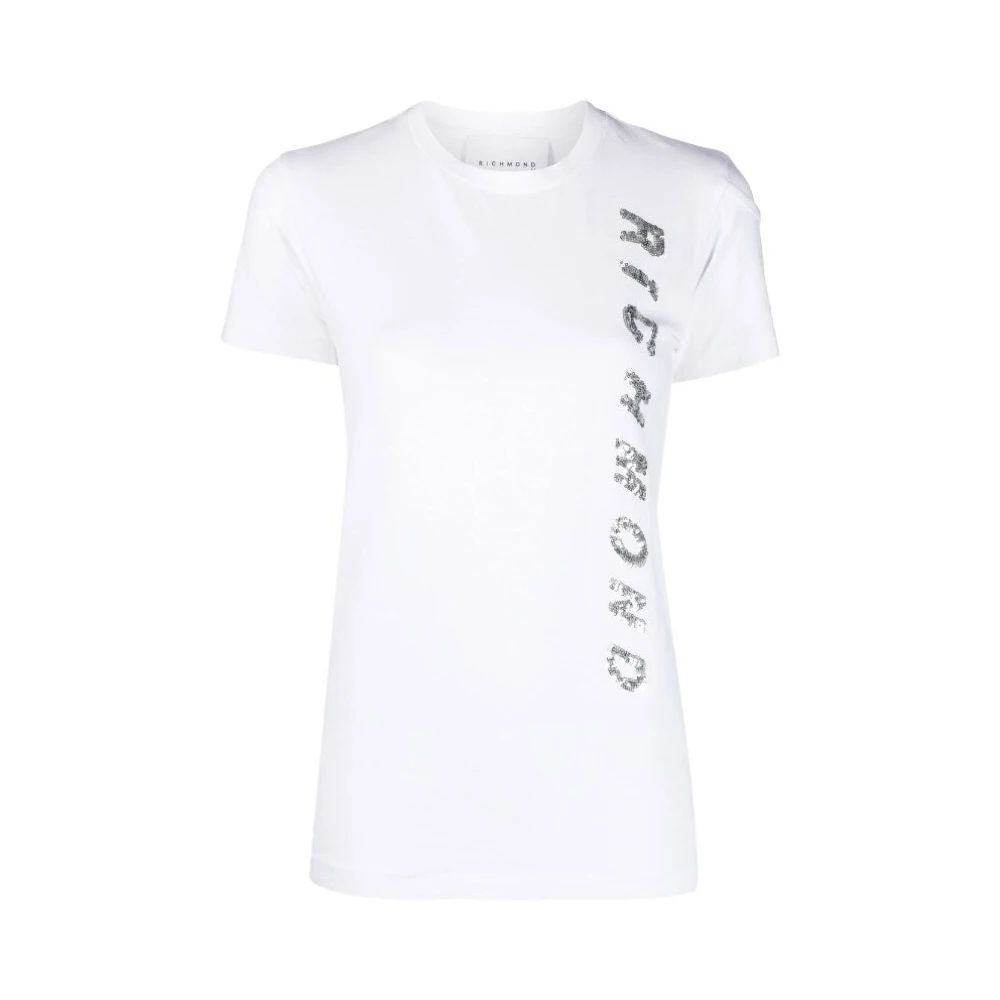 John Richmond Kontrast Sidoprint T-Shirt White, Dam