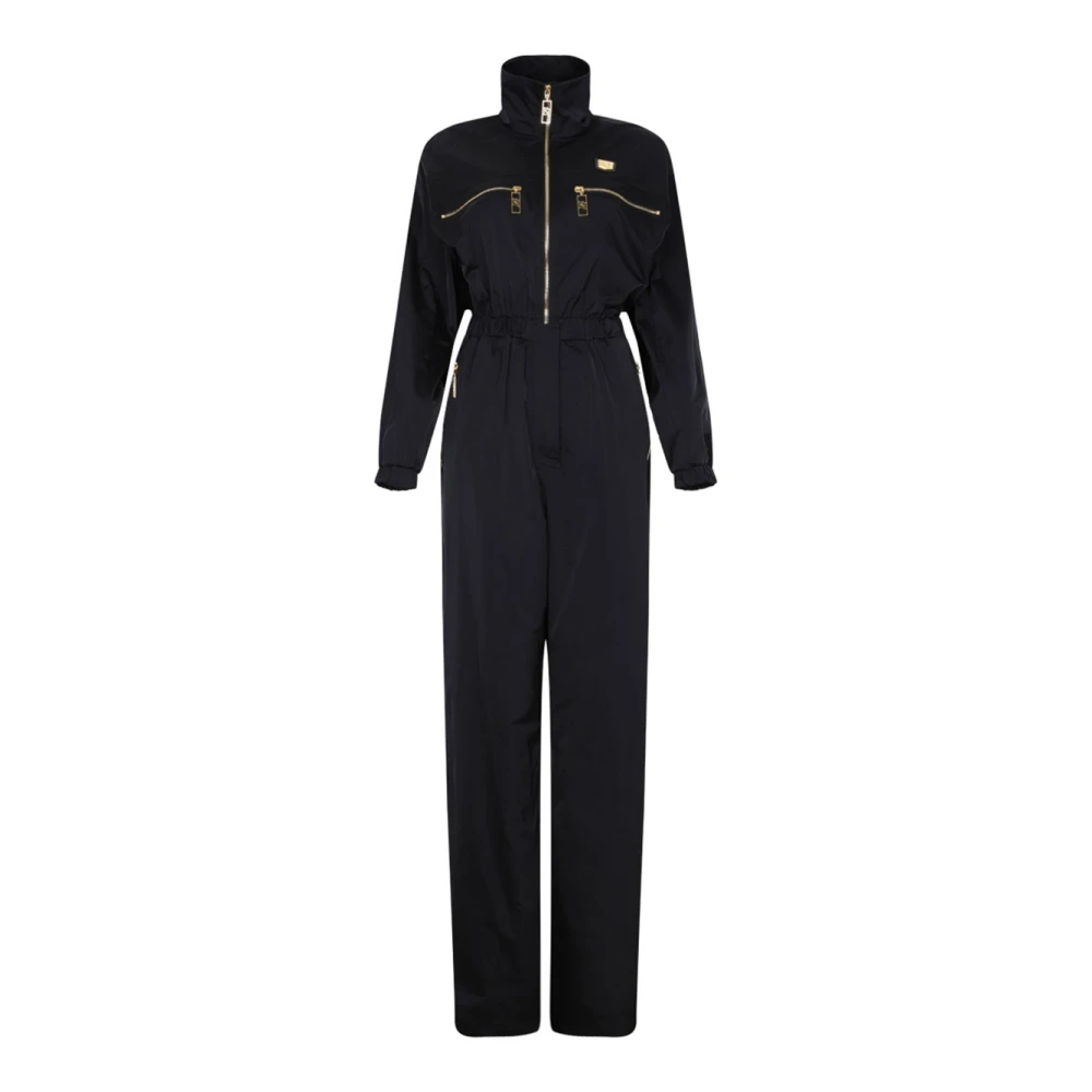 Elisabetta Franchi Zwart Cargo Suit met Ritsmotief Black Dames