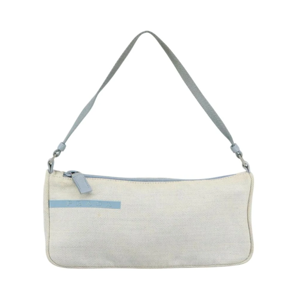 Prada Vintage Women's Blue Pre-Owned Shoulder Bags, One Size, Pre-Owned Canvas Shoulder Bag With Zipper