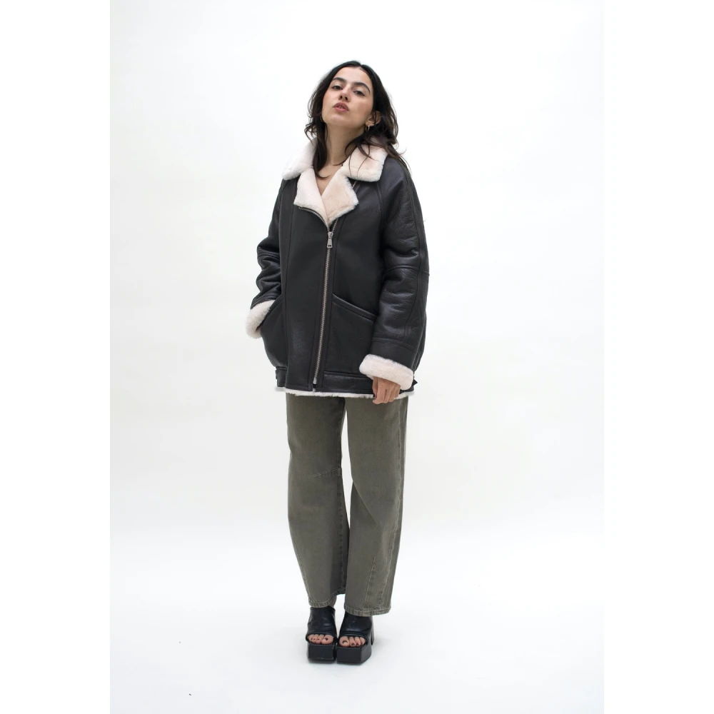 Just Things we Like Shearling jas Black Dames