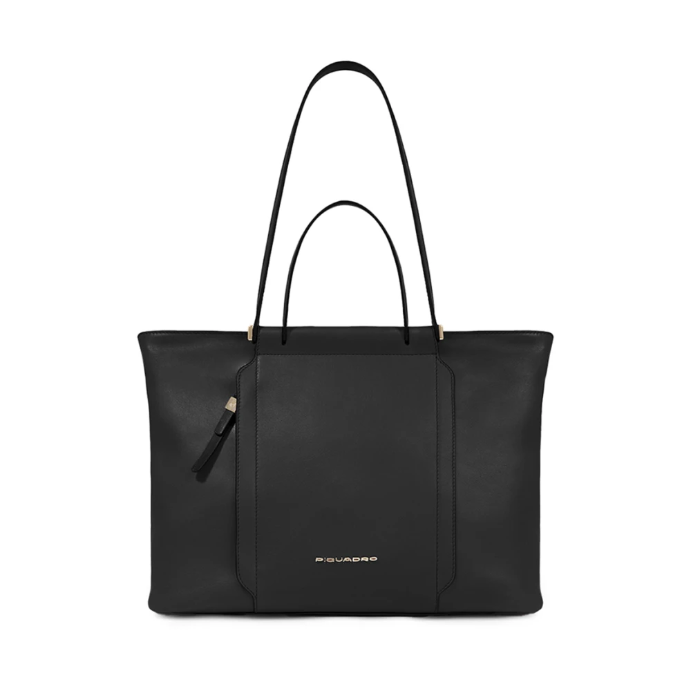 Piquadro Damen Schwarz Laptoptasche Mit Ipad®-Fach, Stoßfest Ausgepolstert Und Rfid-Geschützt