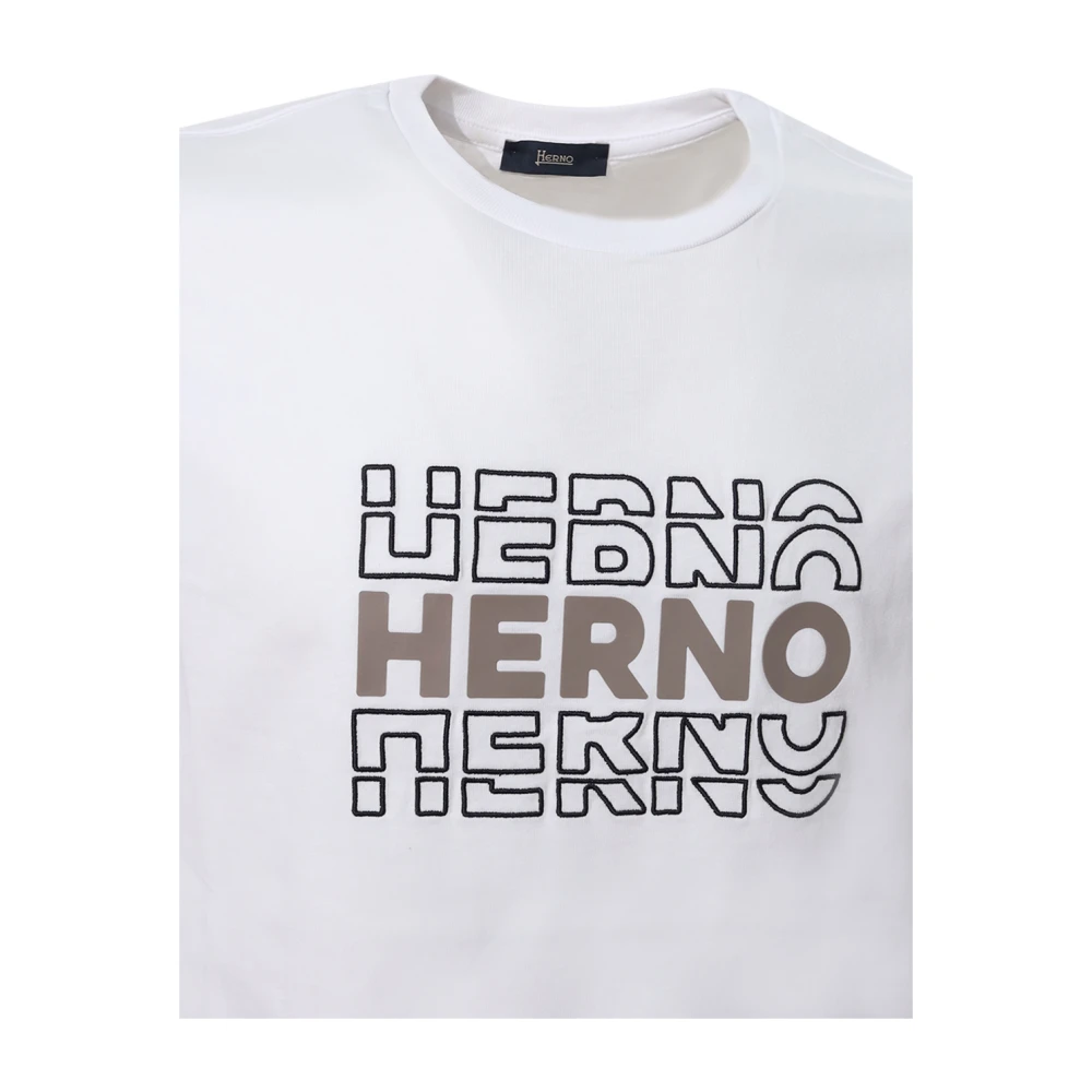 Herno Witte T-shirt met letterprint White Heren
