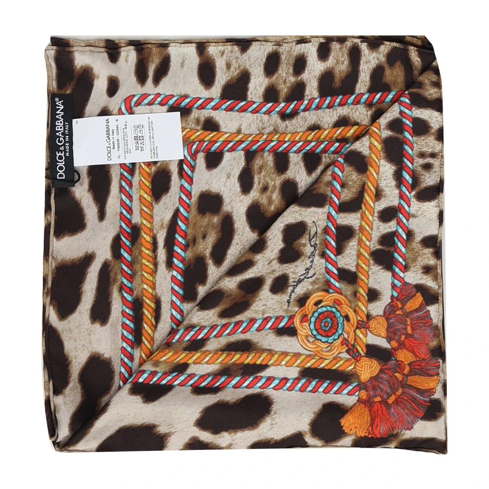 Dolce & Gabbana Zijden Sjaal met Luipaardprint Brown Dames
