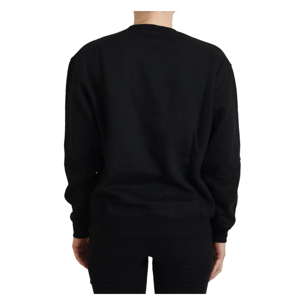 Philippe Model Elegante zwarte katoenen trui met print Black Dames