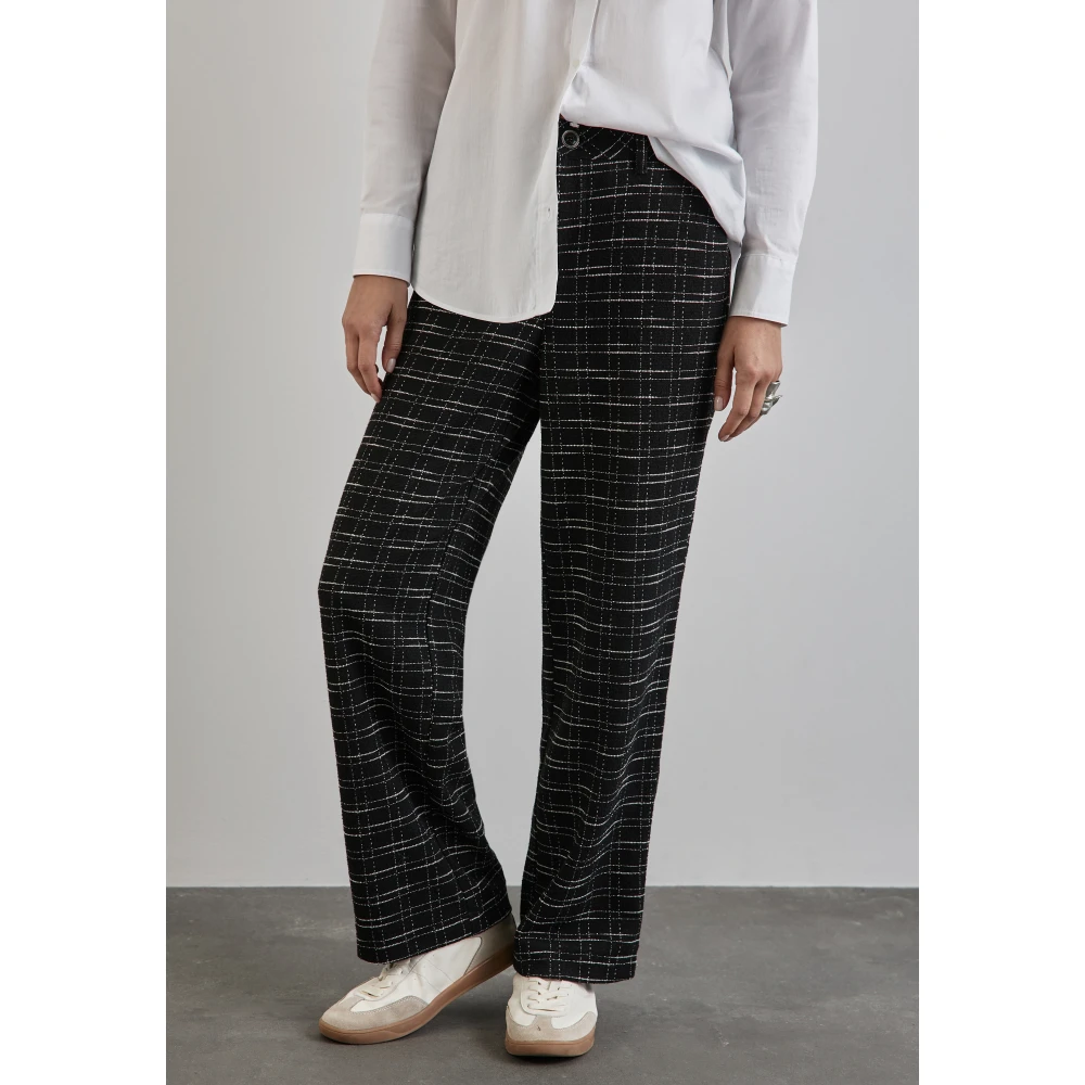Street One Geruite Bouclé Broek Black Dames