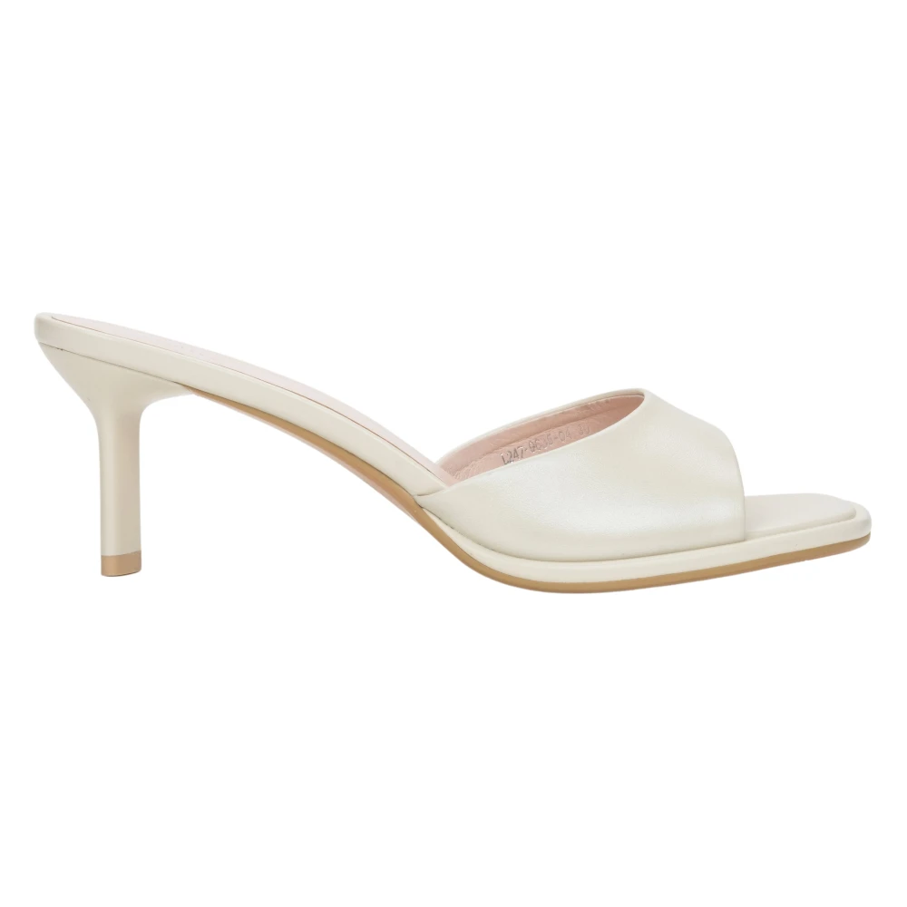 Estro White Heeled Leather Mules - Female - Heeled Mules - 5 Uk - Shoes