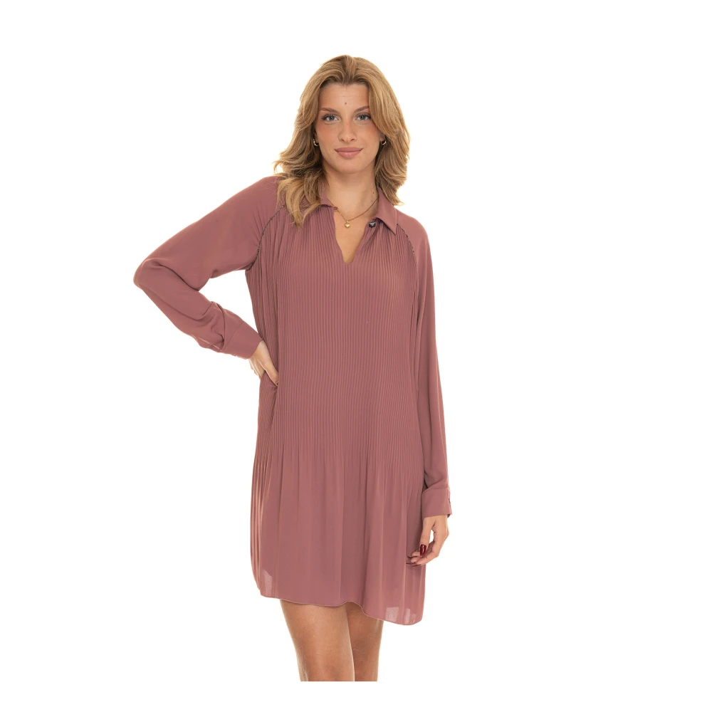 Liu Jo Stijlvolle Geplooide Jurk met Applicatie Pink Dames