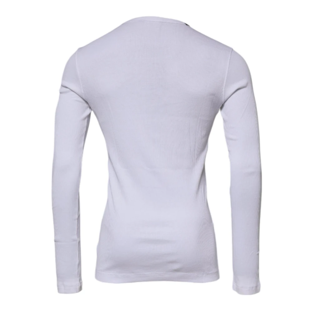 Dolce & Gabbana Witte Katoenen Pullover Sweater White Heren