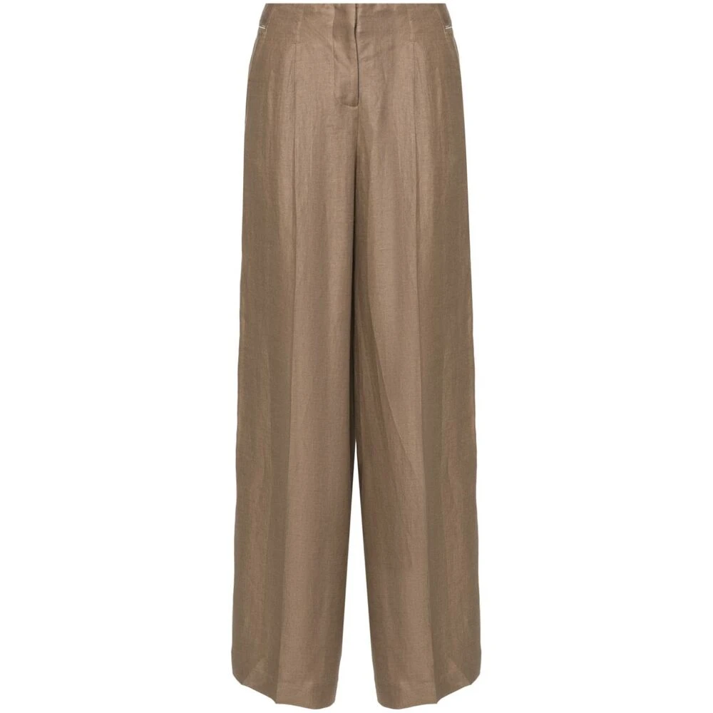 PESERICO Wide Trousers Brown Dames