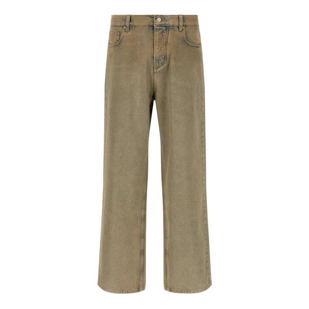 Amiri Men's Beige Wide Jeans, W34, Washed Baggy Jean