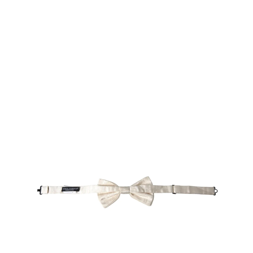 Dolce & Gabbana Zijden Jacquard Verstelbare Strik White Heren