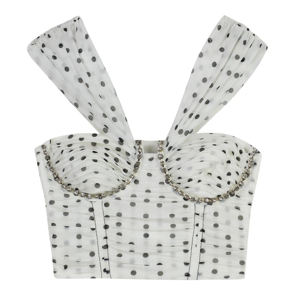 Self Portrait Polka-dot Korsett Topp med Strass White, Dam