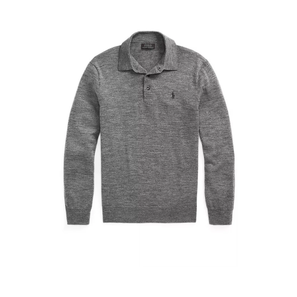 Polo Ralph Lauren Herr Grå Stickade Tröjor M, Vesta V-Ringad Stickad Tröja