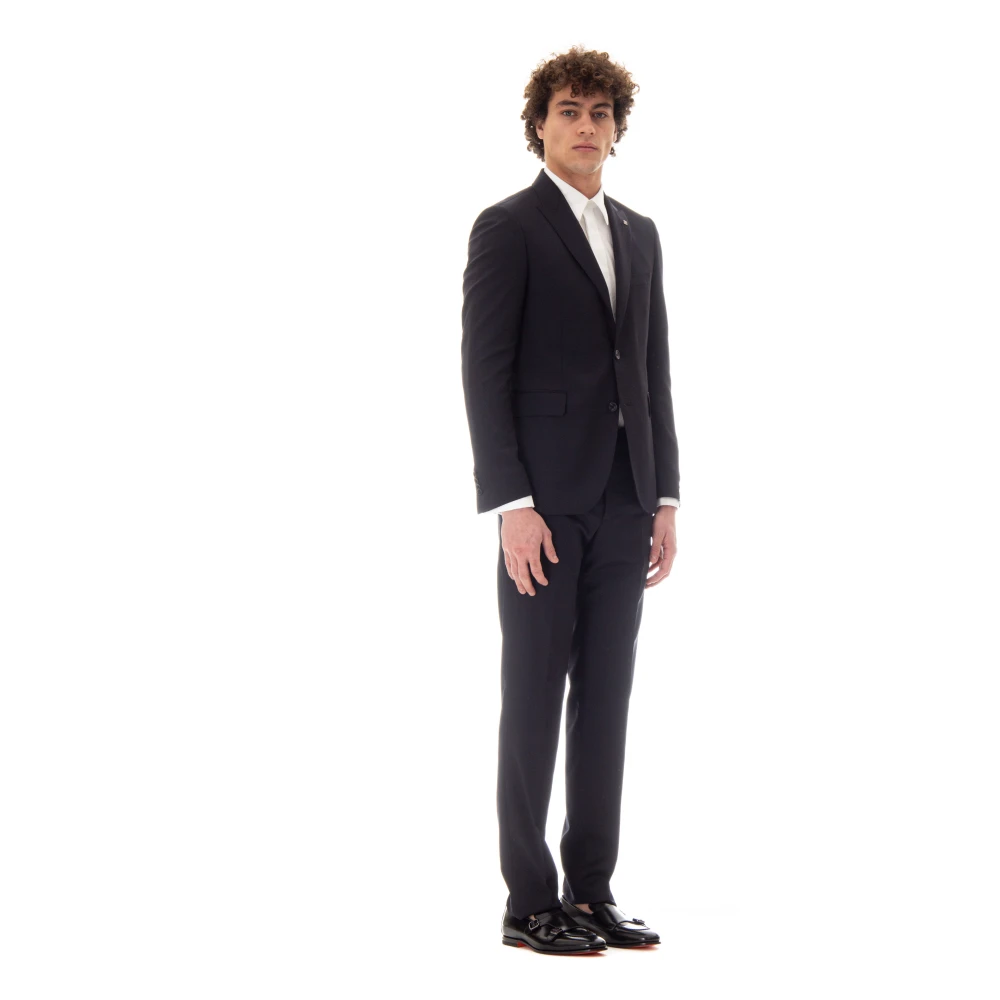 Tagliatore Blauwe Wollen Jurk met Zakken Blue Heren