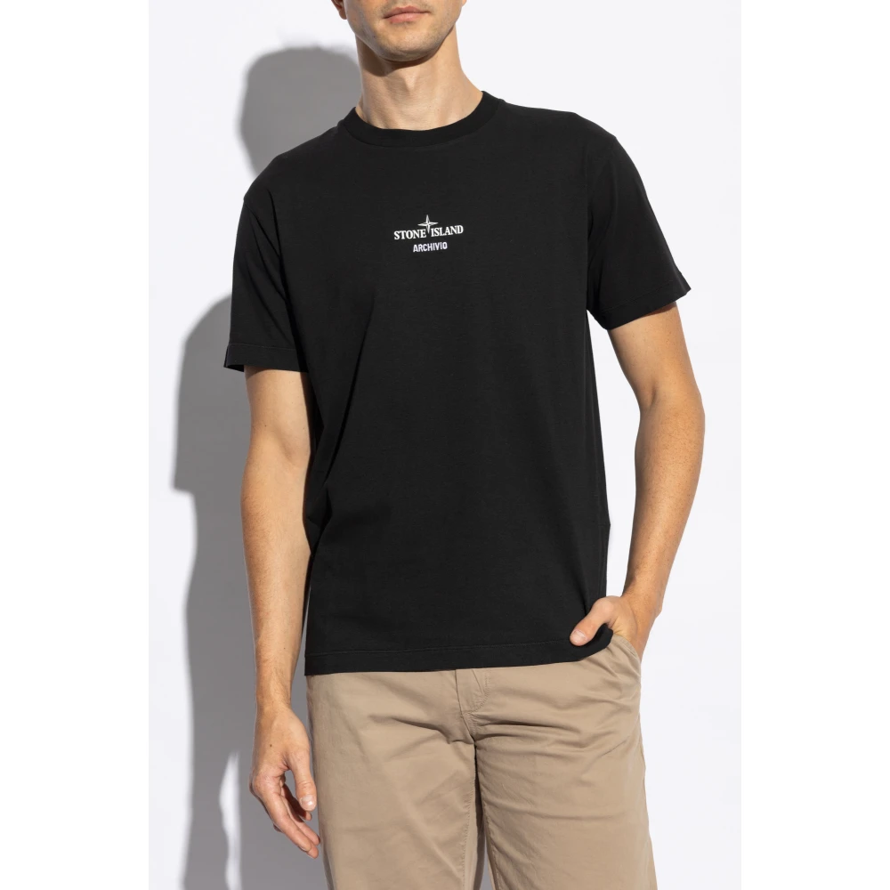 Stone Island T-shirt met logo Black Heren