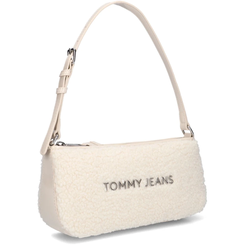 Tommy Jeans Beige Schoudertas met Teddy Stof Beige Dames