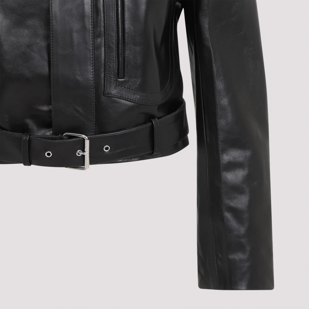 Victoria Beckham Zwarte leren jas voor vrouwen Black Dames