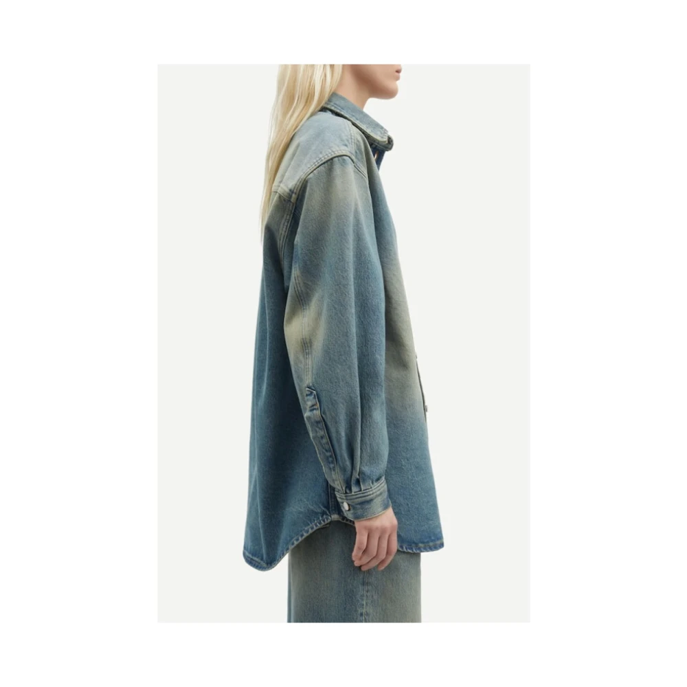 Samsøe Denim Oversized Shirt met Knoopsluiting Blue Dames