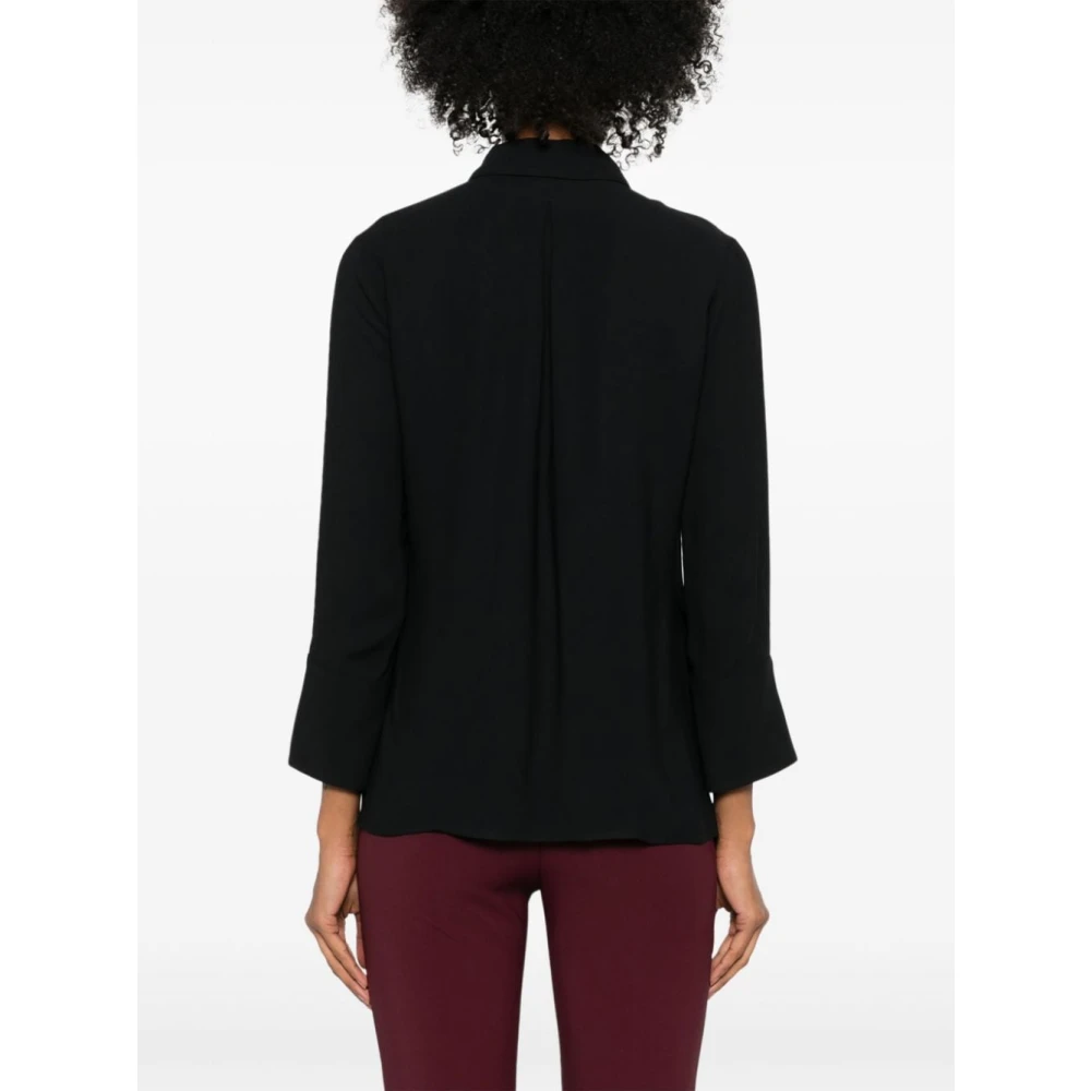 Elisabetta Franchi Zwarte viscose shirt met logo borduurwerk Black Dames
