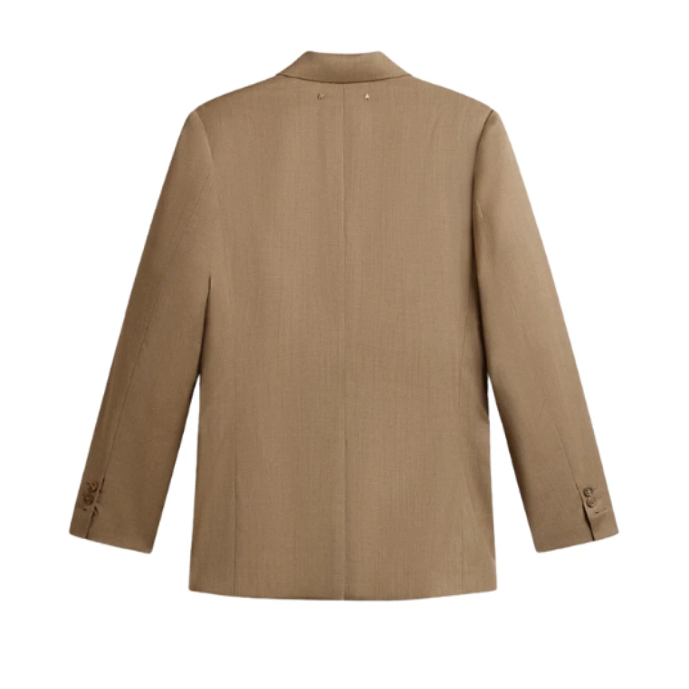 Golden Goose Tortora Wol Double-Breasted Blazer Beige Dames