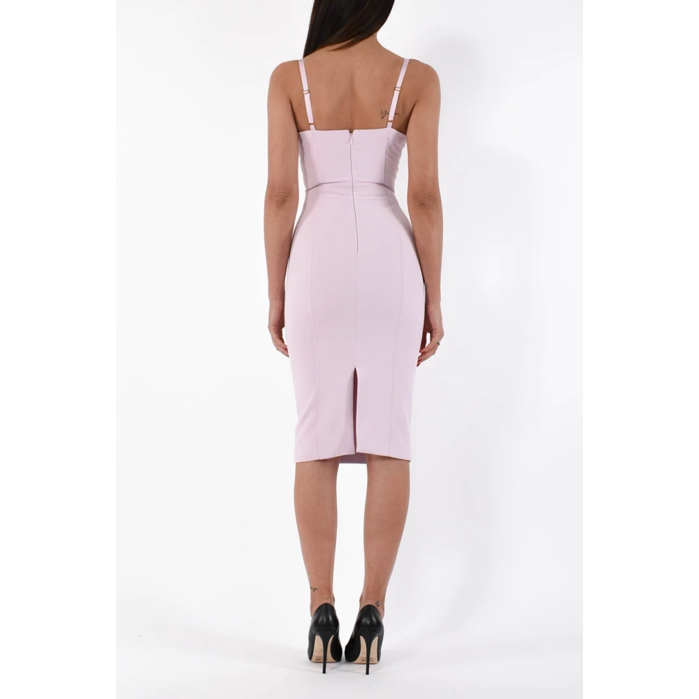 Elisabetta Franchi Midi jurk met satijnen strikken Pink Dames